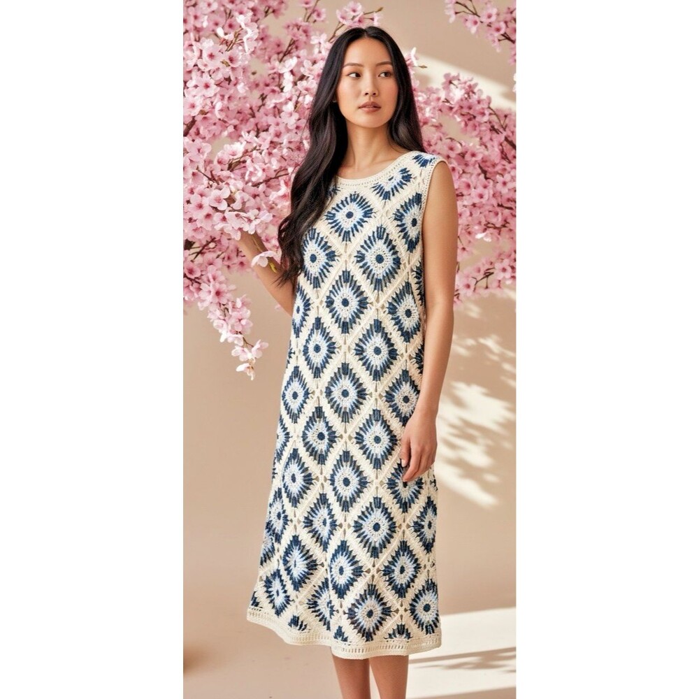 Kings Road Anthropologie NEW womens lined crocheted sleeveless midi XL open knit